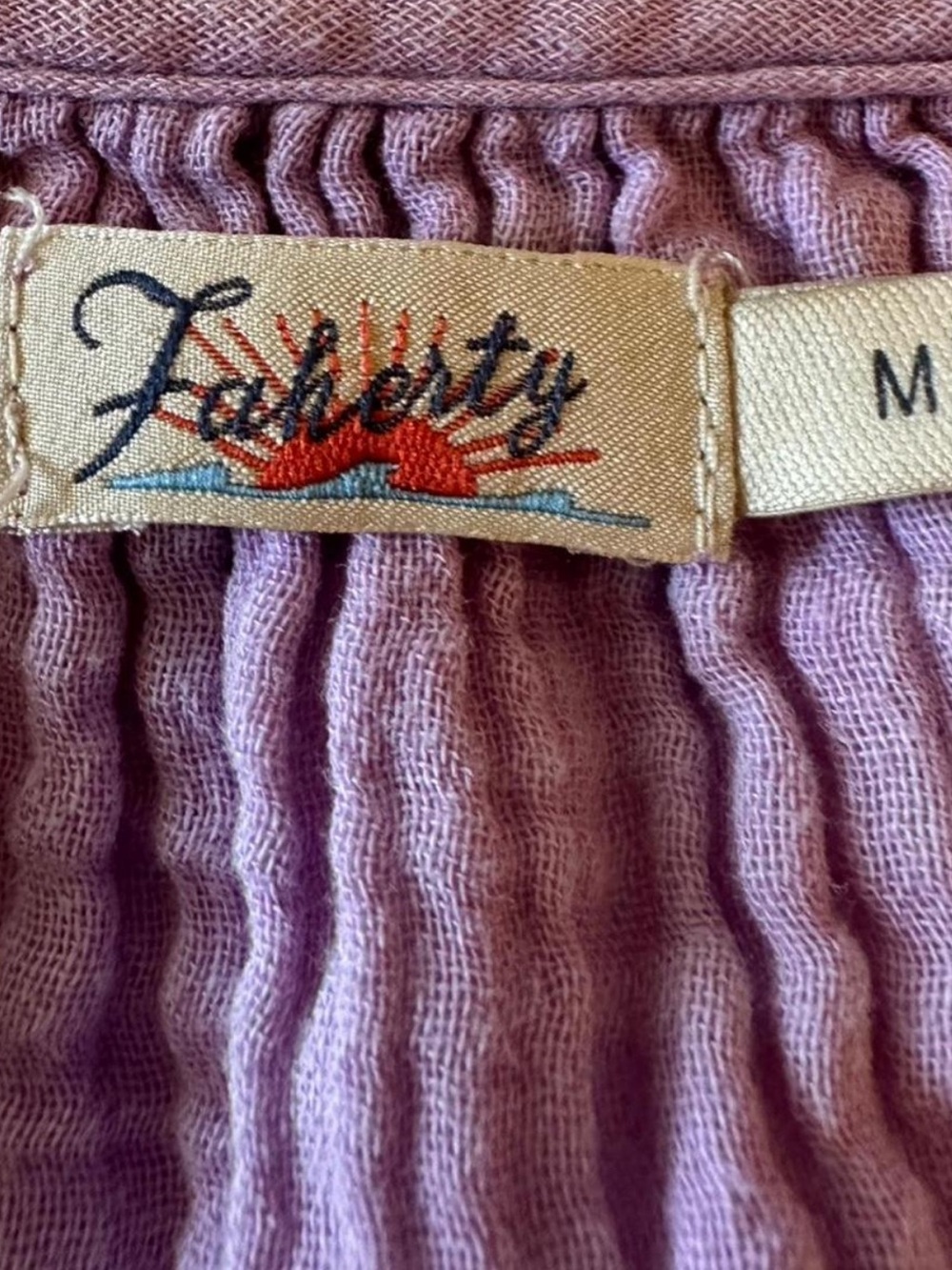 Faherty Organic Cotton Gauze Tank Top Lavender Lilac Swing Coastal Boho M - Picture 6 of 8